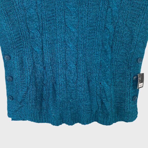 Debbie Morgan Sweater Poncho Blue Women's Medium Knit Scoop-Neck Pullover New - Picture 6 of 13